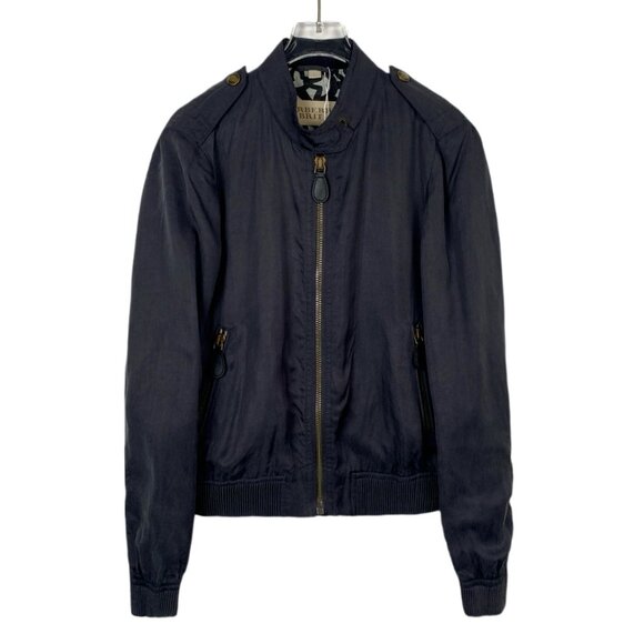 Burberry Brit Black Zipper Jacket M Stand-Up Collar Cotton Blend Lightweight Coa - Picture 1 of 7